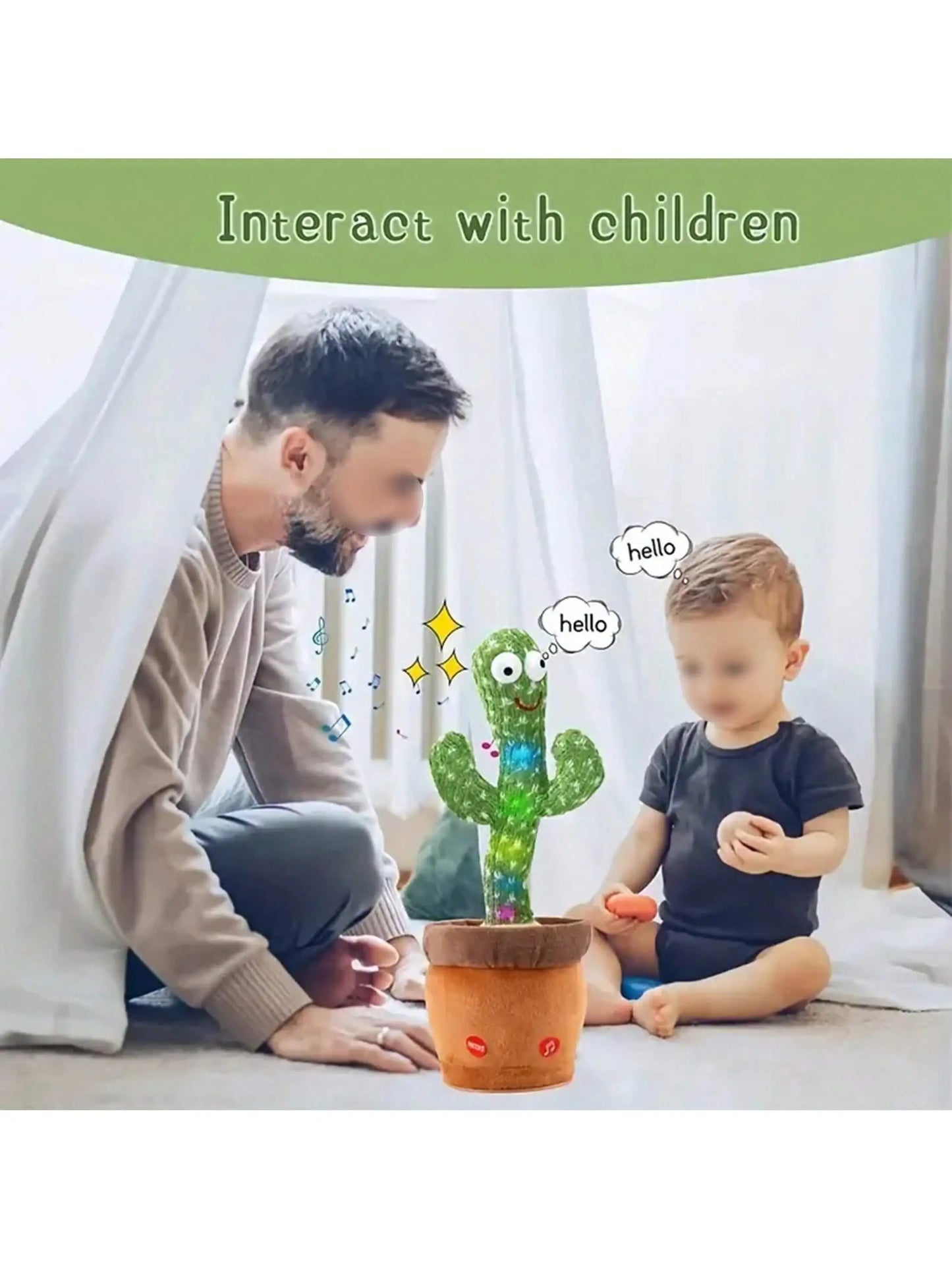 Sunny Cactus Up Plus - Dancing Talking Cactus Toy for Baby Boys and Girls - Singing, Mimicking, Recording, and Repeating Fun for Kids