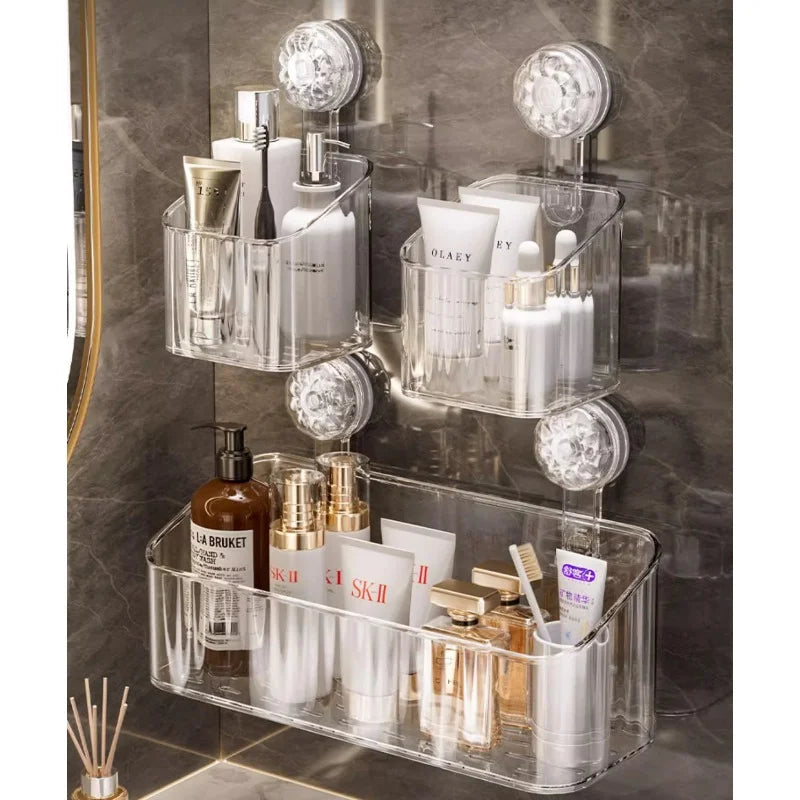 Multi-Functional Bathroom Shelf with Suction Cup - No-Drill Shower Caddy for Shampoo, Conditioner, Soap, and Razors