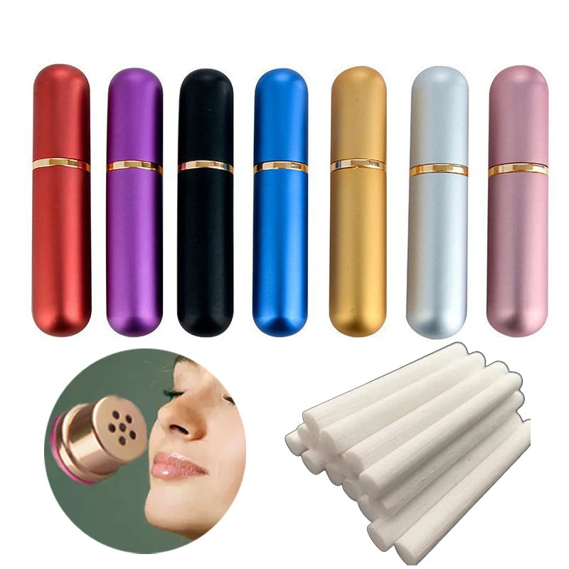 5ml Colored Aluminum Nasal Inhaler - High-Quality Aromatherapy Metal Inhaler with White Cotton Wicks for Essential Oils