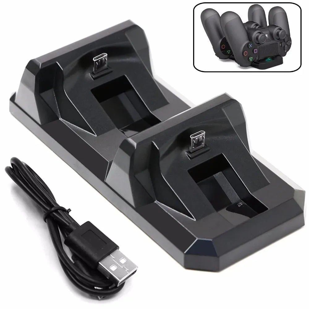 USB Dual Charger Dock for PS4 Controller - Gaming Charging Stand for Sony PlayStation 4 Wireless Gamepad