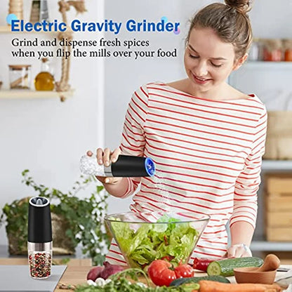 Effortless Electric Salt and Pepper Grinder - Automatic Gravity Spice Mill and Cumin Grinder, Essential Kitchen Gadgets for Cooking and Seasoning