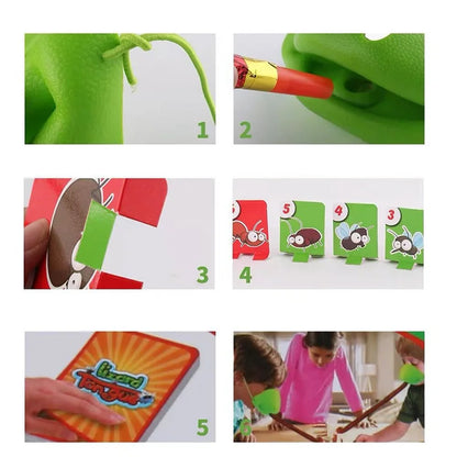 Frog Lizard Mask Board Game : Wagging Tongue & Lick Cards - Antistress Desktop Puzzle Game for Children & Family Parties