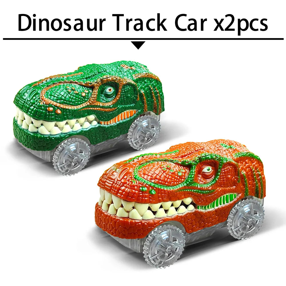 Magic Climbing Electric Dinosaur Car Track Set - Flexible Bendable Race Track with Flashing Light Car, High Quality Toy for Kids