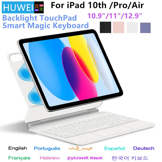 Magic Keyboard for iPad Pro 11/12.9, Air 4/5, iPad 10th Gen - Smart Cover Magnetic Case for iPad Pro 12.9 (3rd-6th Gen)