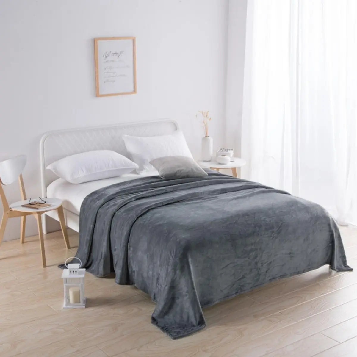 Simple Plain Colored Plush Blanket - Multifunctional Thickened Farley Blanket Cover for Warmth