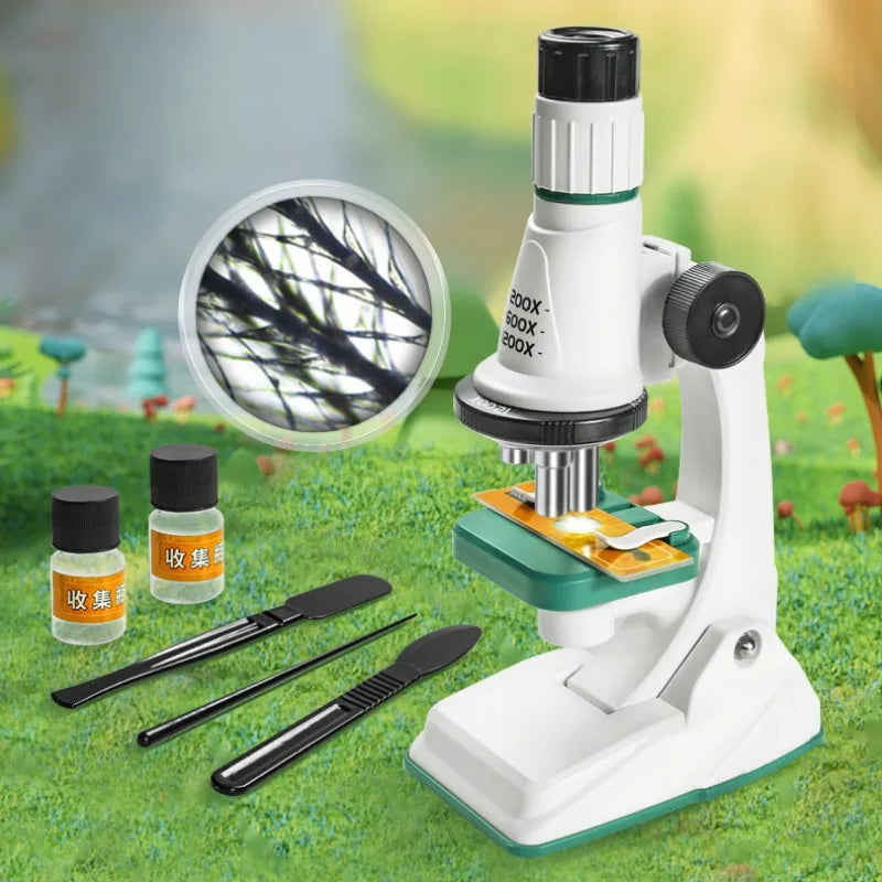 Children's Microscope Kit – 200x, 600x, 1200x Magnification – STEM Toy with LED Light for School and Home Education