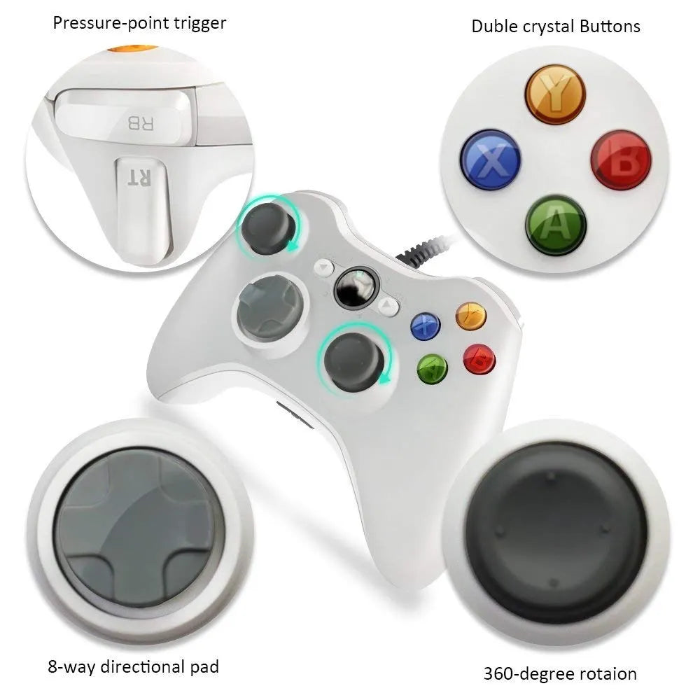 USB Wired Controller for Xbox 360 and 360 Slim, Gamepad Joystick for Microsoft Xbox 360 Console, PC Windows 7/8/10/11