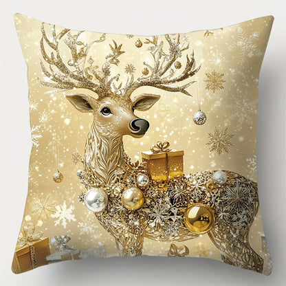 Christmas Zipper Pillowcase with Santa, Snowman, Deer and Tree Designs - Perfect for Outdoor Sofa and Living Room Decor