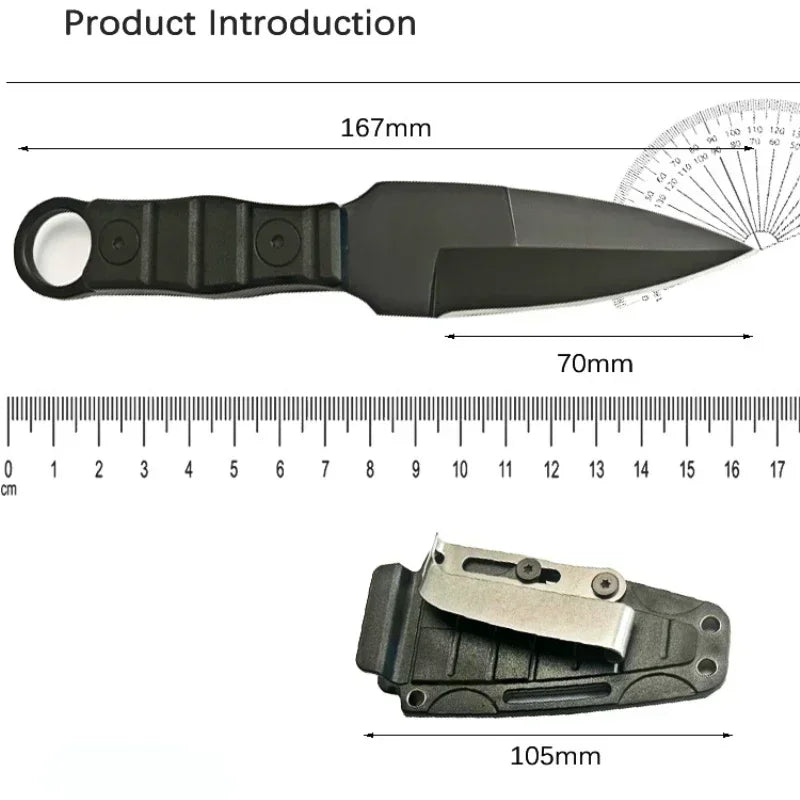 2024 Outdoor Small Straight Knife – High Hardness Survival and Utility Knife with K Sheath for Camping EDC Portable Use