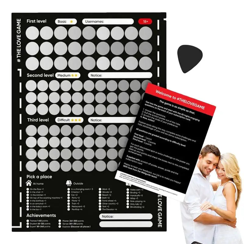 100 Things To Do Between Couples - Couples Games Bedroom Scratch Off Poster with 100 Dates Scratch Off Bucket List