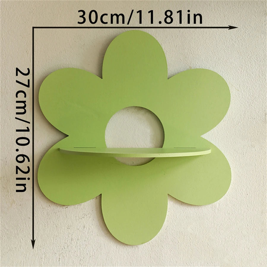 Flower-Shaped Wooden Wall Storage Holder – Floating Plant Shelf for Bathroom and Home Decor, Perfect Gift for Bedrooms