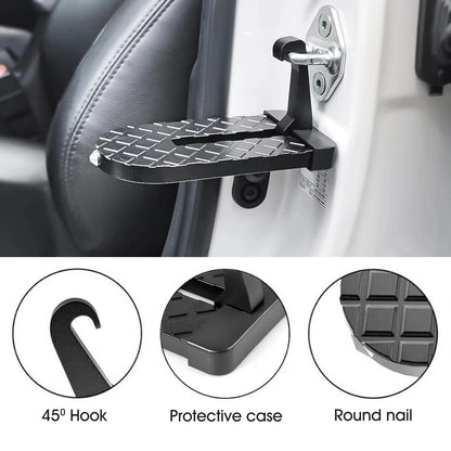 Universal Foldable Car Roof Rack Step: Multifunction Latch Hook Foot Pedal - Aluminium Alloy Safety Hammer, Car Door Step Accessory