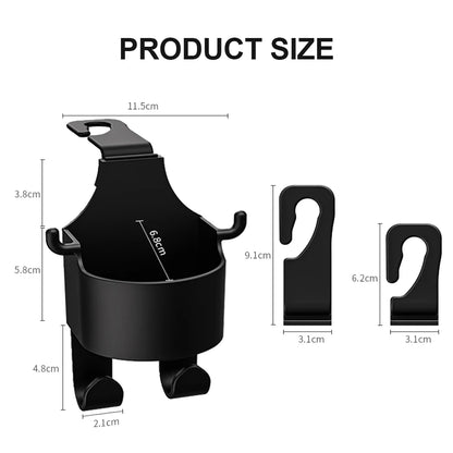 Universal Car Seat Headrest Hook Hanger with Cup Holder - New Organizer for Handbag Storage, Vehicle Accessory