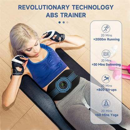 EMS Muscle Stimulator Abdominal Toning Belt - Abs Muscle Toner for Home Gym Fitness Training - Body Slimming for Belly, Waist, Arms, Legs - Weight Loss Aid