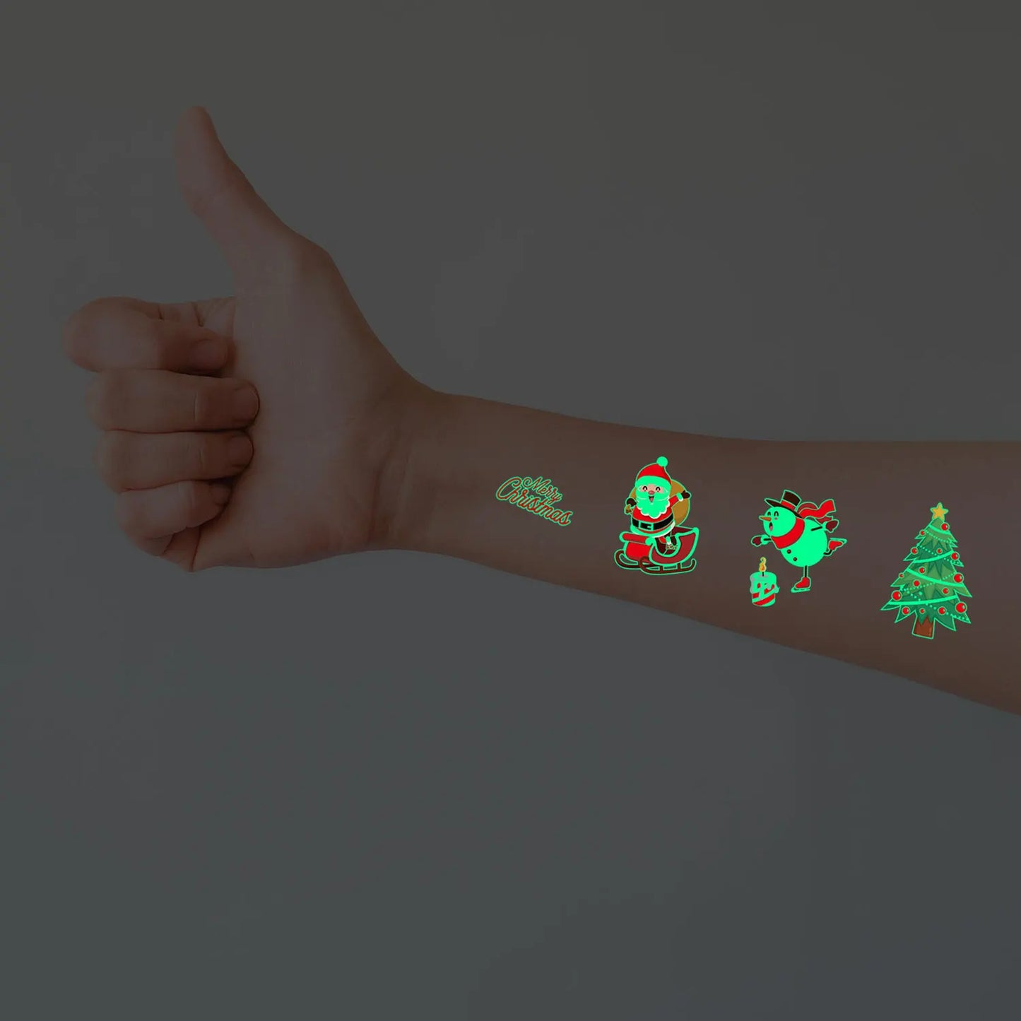 10 Sheets Christmas Luminous Tattoo Stickers - Glow in the Dark Snowman and Holiday Patterns, Waterproof Temporary Tattoos