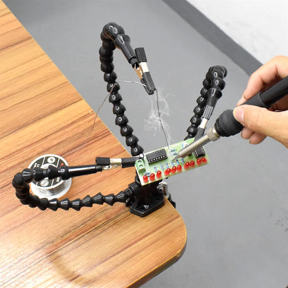 NEWACALOX Multi Soldering Helping Hand Tool: Table Clip Third Hand Soldering Stand with Flexible Arm - Welding PCB Holder