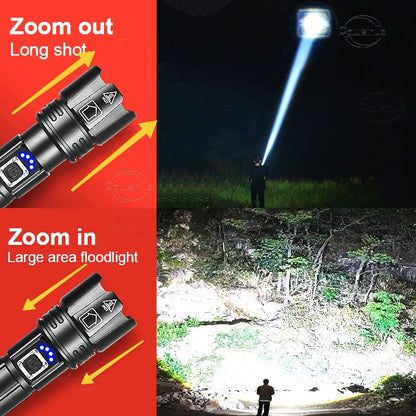 Ultra Powerful Rechargeable LED Flashlight | 1500M Tactical Torch with USB Charging | Top-Quality Lighting Solution