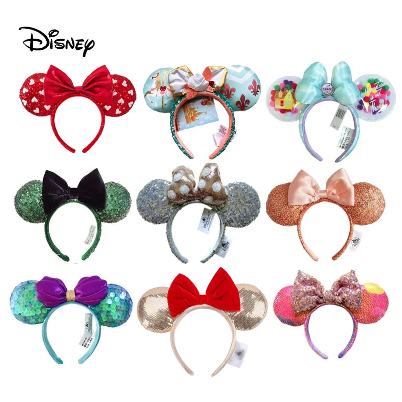 Disney Mickey Mouse Ear Headband: Amusement Park Hair Hoop with Fish Scale Sequin Mesh - Perfect Party Headwear for Girls' Birthday Toy