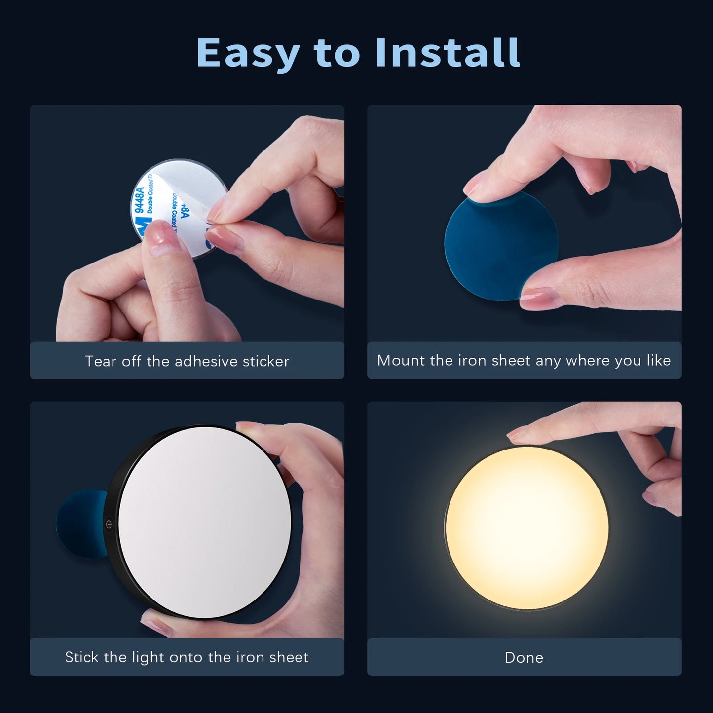 Convenient Lighting Solution: WILLED Rechargeable Dimmable Touch Light - Portable LED Night Lights for Cabinet, Wardrobe, Kitchen, Bedroom - Built-in 1000mAh Battery