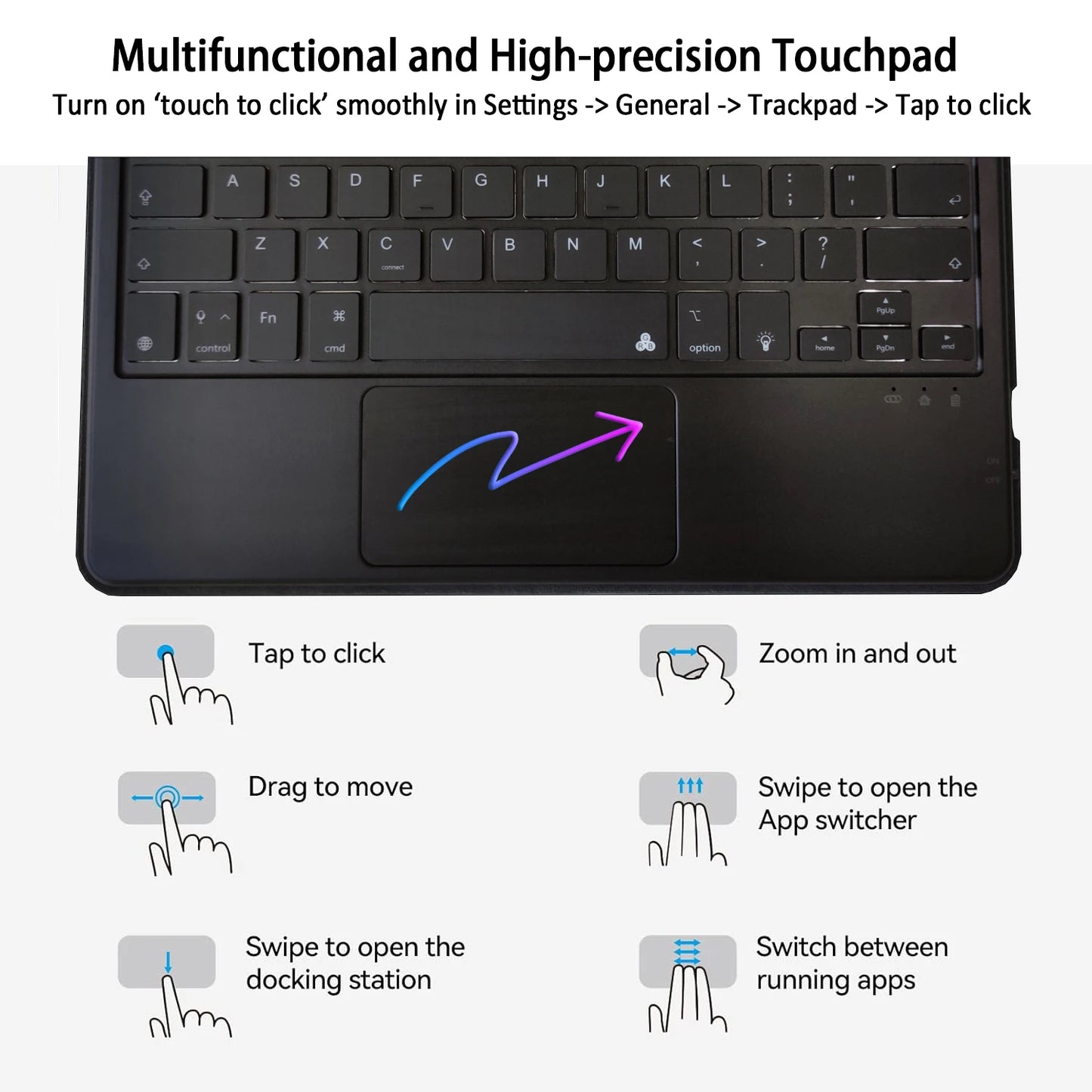 For iPad Air 4th/5th Pro 11 Magic Keyboard Case - Multilingual AZERTY & QWERTY Layouts, Including Portuguese, Arabic, Hebrew, Spanish, German, and Hungarian