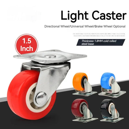 Red PVC Furniture Casters: 1.5" Universal Heavy Trolley Wheels - Wear-Resistant, Mute, 360° Swivel Castor - Available in 4 or 8PCS