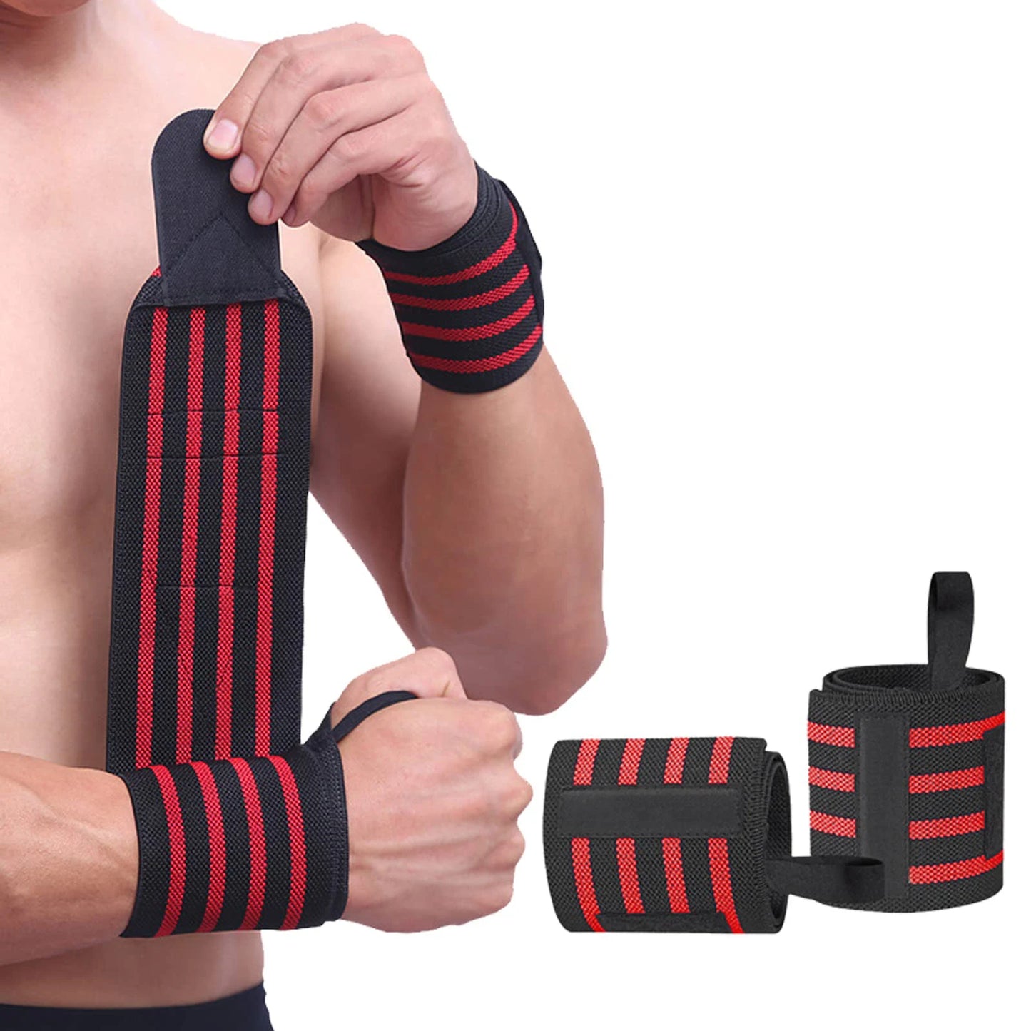 Fitness Wrist Wraps: Weight Lifting Gym Straps with Padded Thumb Brace - Cross Training Hand Support Bar Wristband