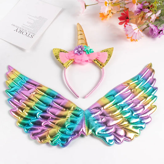 Magical Unicorn Headband with Rainbow Wings and Cat Ears - Perfect for Unicorn Birthday Parties, Dress-Up, and Cosplay!