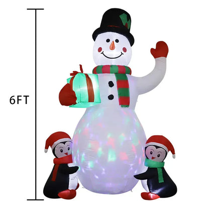 1.8m Christmas Inflatable Decoration - Snowman and Penguin with Built-in LED Lights, Ideal for Indoor/Outdoor New Year Party and Garden Decor