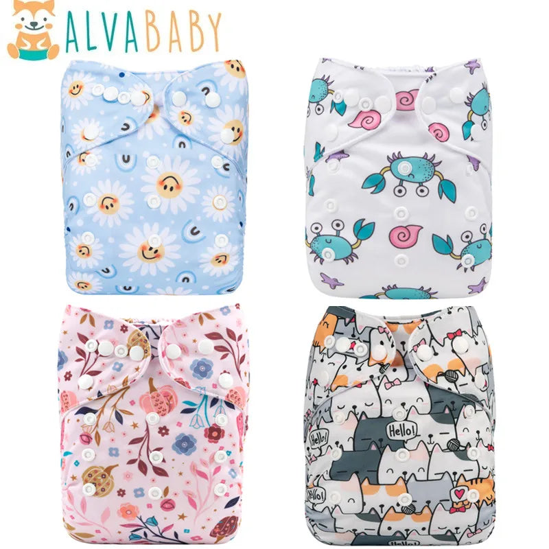 ALVABABY Reusable Cloth Diaper: U Pick Washable Nappy for Babies 3-15kg - Includes 1 Microfiber Insert for Added Absorbency