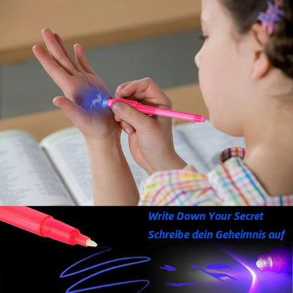 4pcs Luminous Light Pen Set – Magic Purple 2-in-1 UV Black Light and Invisible Ink Drawing Pens – Educational Toys for Kids