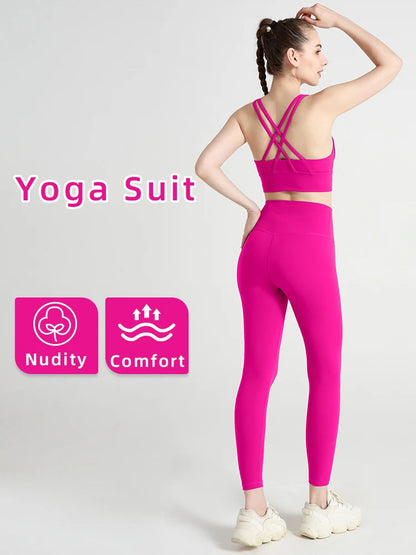 2024 Women's 2 Piece Yoga Tracksuit - Quick Dry Breathable Fitness Set with Sports Bra and Leggings