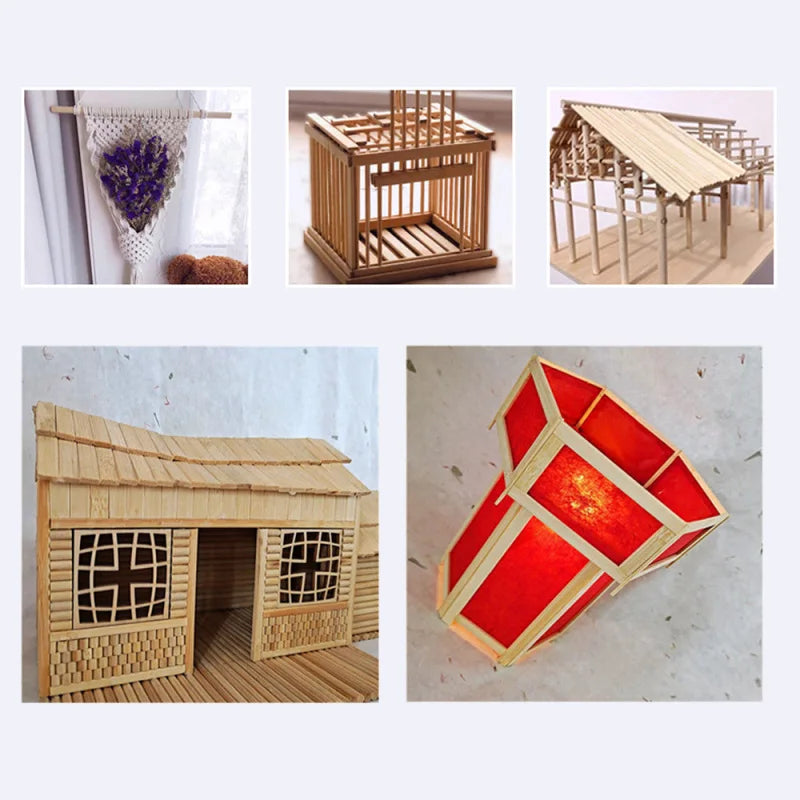 10PCS/Lot Bamboo Wood DIY Building Model Material - Handmade Craft Supplies for Furniture, Lantern Making, Ornaments