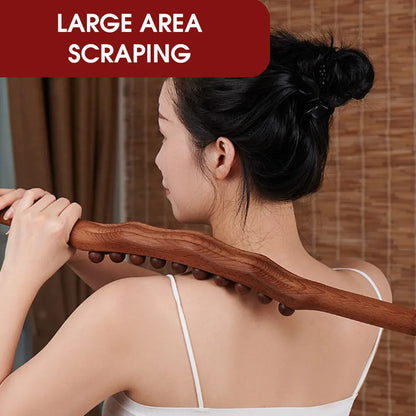 20-Bead Universal Beech Wood Scraping Stick - Back Massage Tendons Point Treatment Guasha Therapy Tool for Abdominal Massager Relaxation