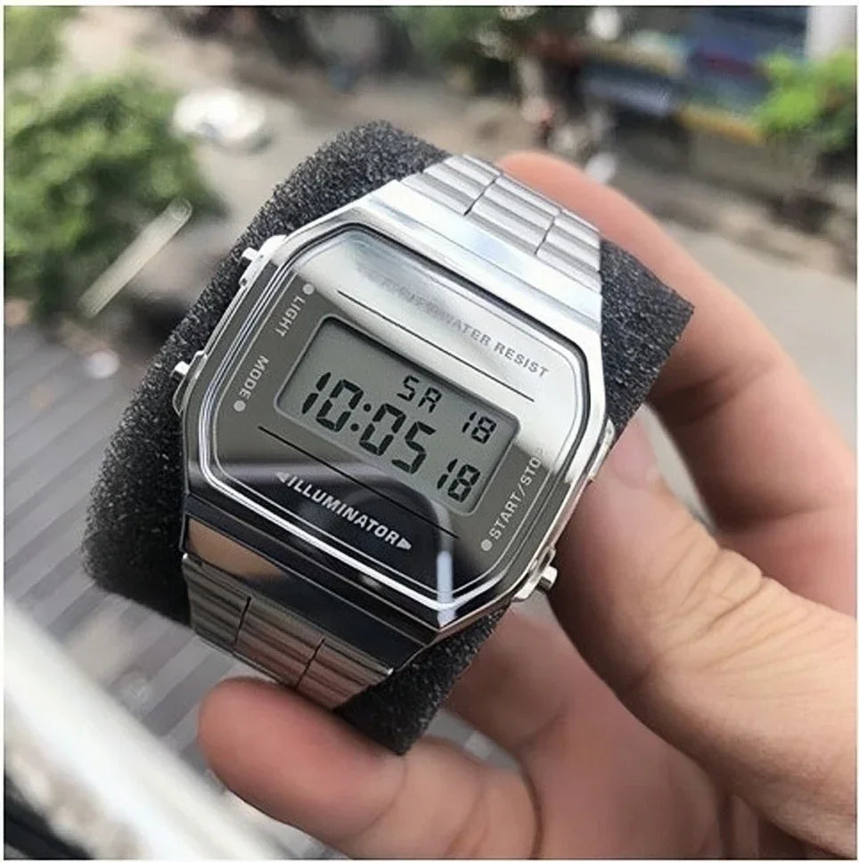 F91W Luxury Retro Digital Watch – Waterproof Stainless Steel Sports Military Wristwatch for Men and Women, Electronic Clock