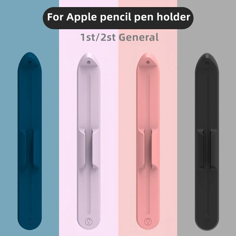 Silicone Apple Pencil Slot Holder: Soft Magnetic Suction Pen Case for iPad Stylus - Compatible with 1st or 2nd Generation, Capacitor