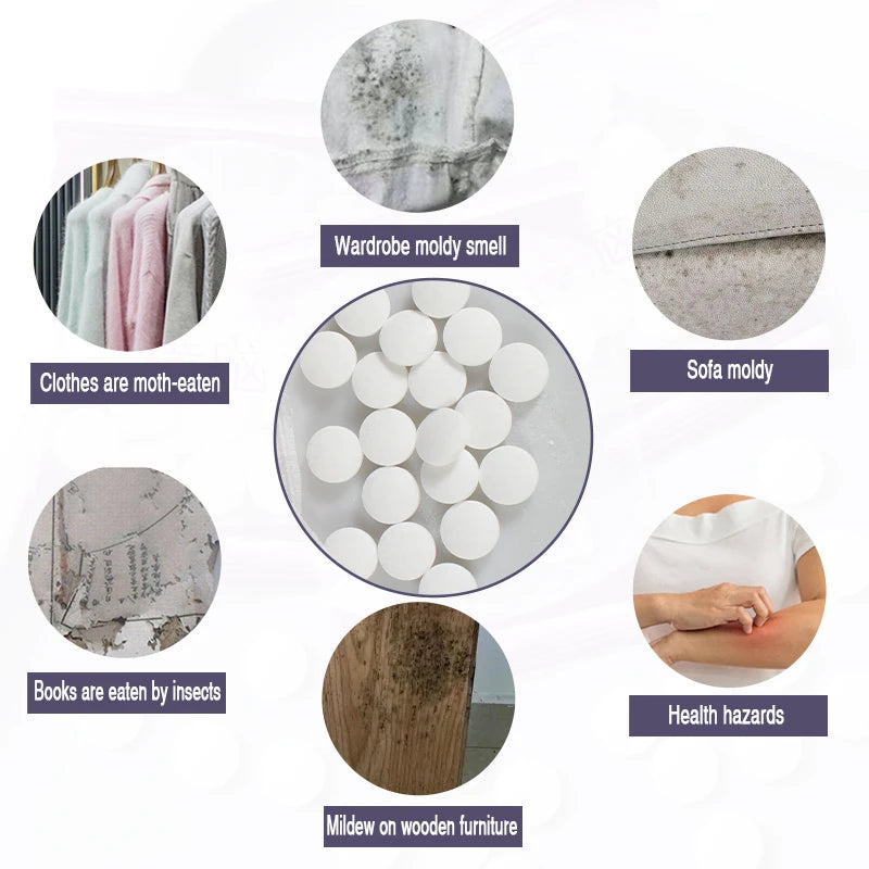 Camphor Ball Wardrobe Dehumidifier - Anti-Mold, Moisture-Proof, Flower Fragrance & Odor Removal, Non-Toxic Household Use