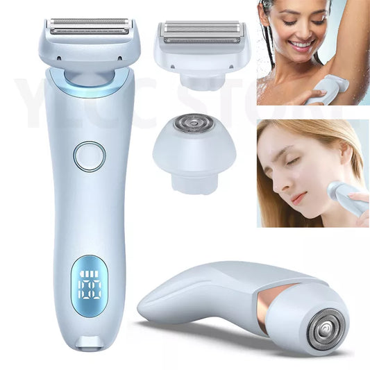 2-in-1 Electric Razors for Women: Bikini Trimmer & Face Shaver - IPX7 Waterproof, Ideal for Underarms, Legs, and Body Hair Removal