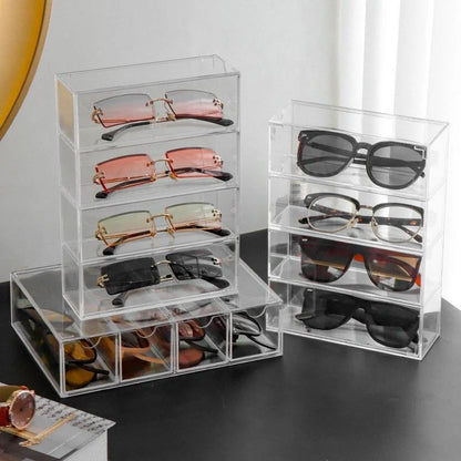 4-Layer Plastic Drawer Storage Box: Transparent Dustproof Organizer for Sunglasses, Cosmetics, Stationery, Kitchen - Desktop Storage Rack