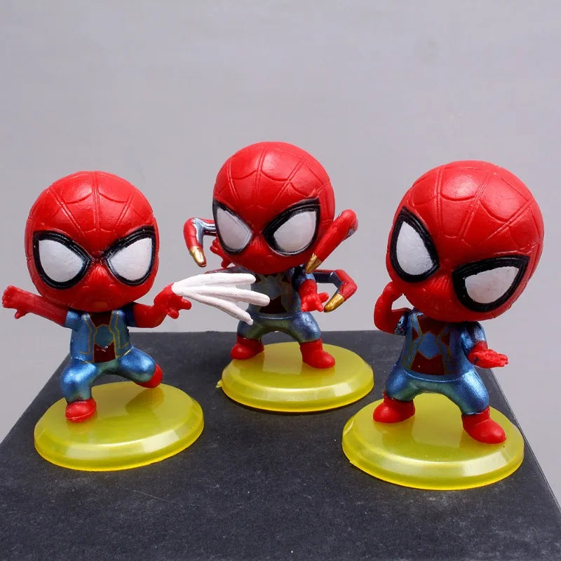 Hot Toys 8-Piece Marvel Spider-Man Set - Anime-Inspired PVC Q-Version Dolls, Perfect for Birthday Cake Decorations and Children's Gifts