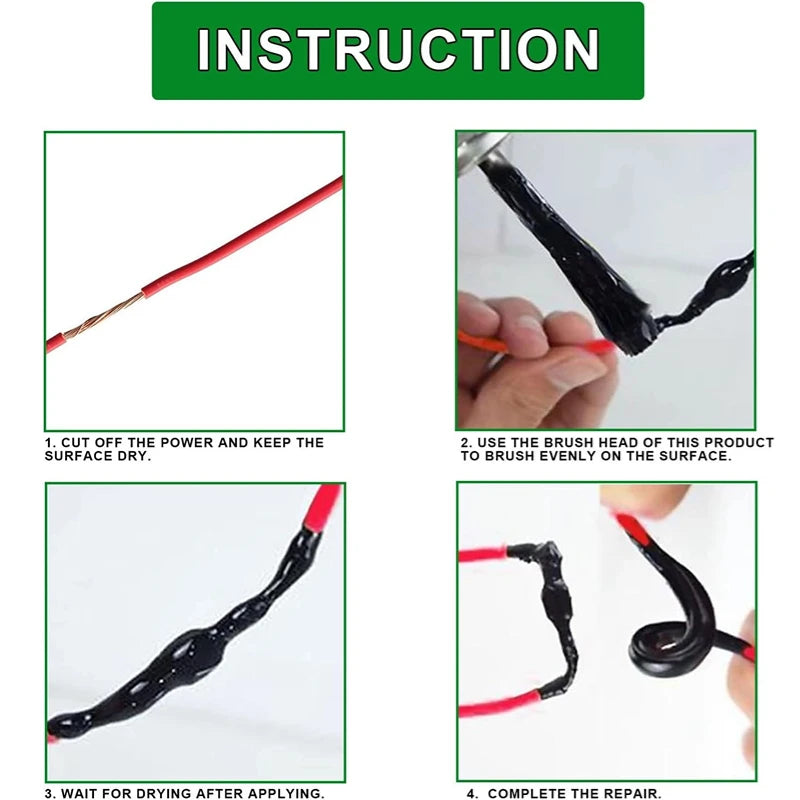 Liquid Electrical Tape - Insulating Rubber Coating for Wire Cable, Fix Line Glue, Insulation Paste Sealant