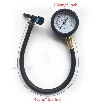 Fuel Pressure Test Kit - Quick Connect Fuel Injection Pump Pressure Tester Gauge, 0-100PSI with Valve Sizes 6.3/7.89/9.49 for Cars