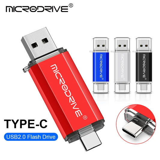 Type C USB Flash Drive OTG 2-in-1 - USB 2.0 and Micro USB Pen Drive, Available in 128GB, 64GB, 32GB, 16GB, 8GB, 4GB