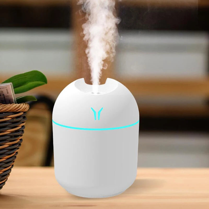 250ML USB Mini Air Humidifier - Ultrasonic Aroma Essential Oil Diffuser with LED Lamp for Home and Car