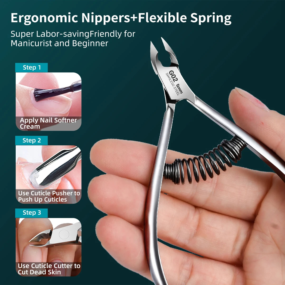 Stainless Steel Cuticle Clippers - Nail Care and Pedicure Tools for Precision Cuticle Removal