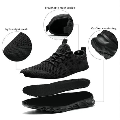 Women’s Casual Sport Shoes – Lightweight White Sneakers, Breathable Mesh, Black Running, Athletic Jogging Tennis Shoes