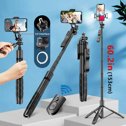 INRAM-L16 Wireless Selfie Stick Tripod: Foldable Monopod for GoPro, Action Cameras, Smartphones - Balance Steady Shooting Live