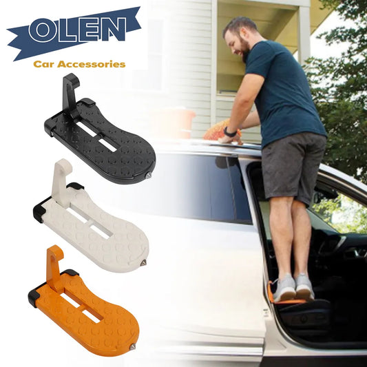 Foldable Car Roof Rack Step: Universal Latch Hook Auxiliary Walking Car Foot Pedal - Aluminum Alloy Safety Hammer Included