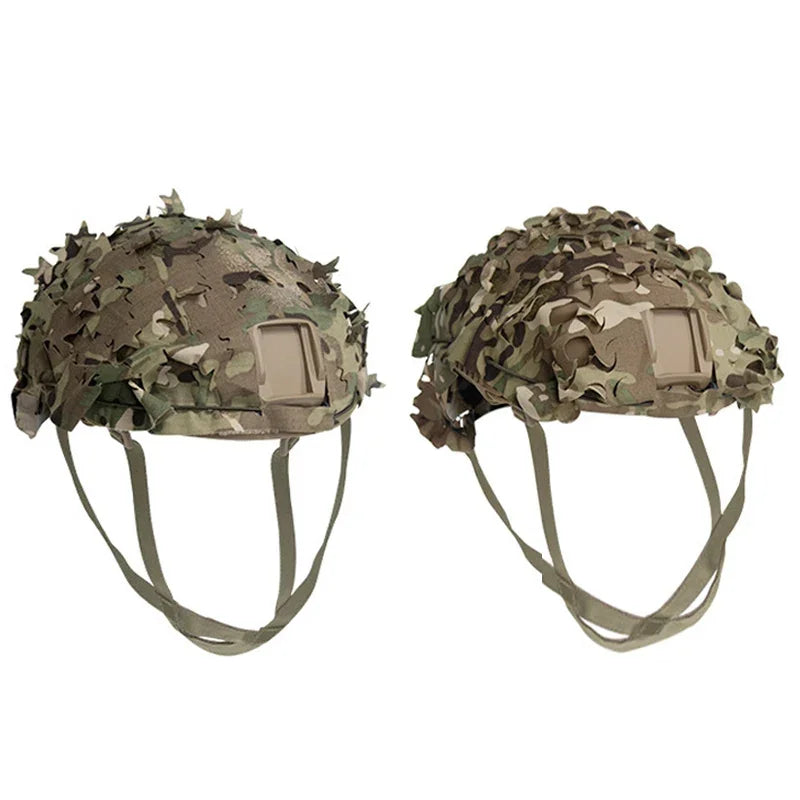 3D Camo Laser Cut Leaf Shape Airsoft Helmet Cover - Mesh Cloth for Paintball, Paratrooper, and Hunting Helmet Accessories