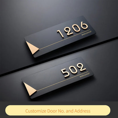 Acrylic Modern Door Plate - Customizable Shop Sign with House Number, Family Name, and Address for Home, Office, or Hotel