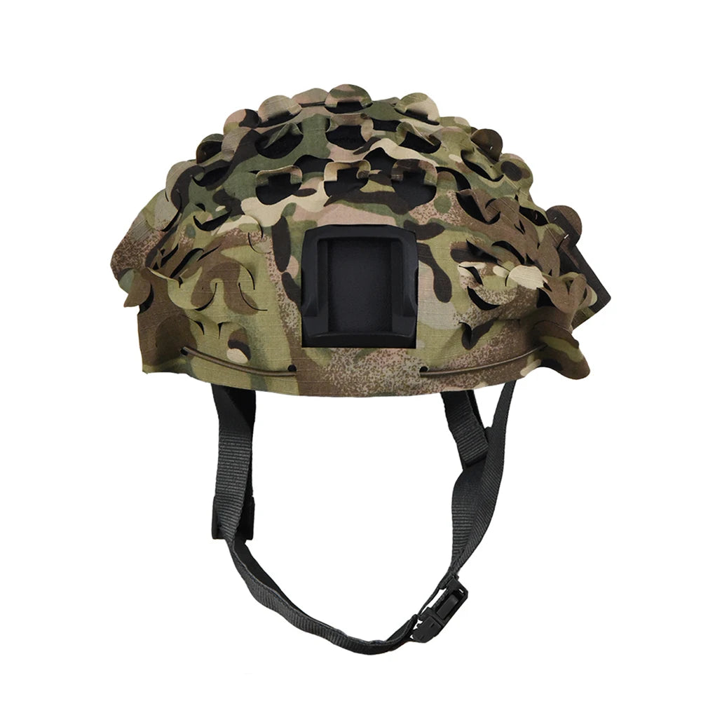 3D Camo Net Airsoft Helmet Cover - Laser Cut Nylon with Drawstring, CS Wargame Paintball Paratrooper Hunting Accessories